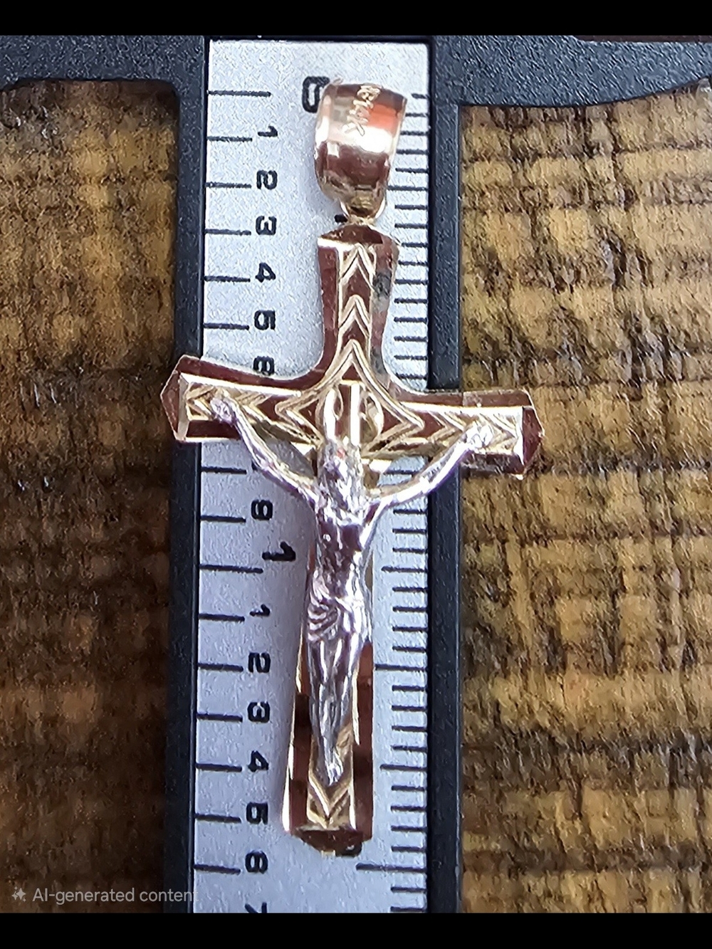 14k Solid Two-Tone Gold and Silver Crucifix Pendant - Women and Men Jewelry